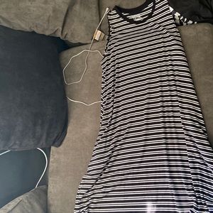 Long black and white striped dress